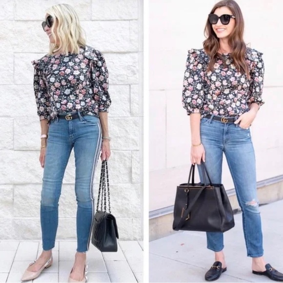 LA VIE REBECCA TAYLOR TOP ARIANE BLACK ROSE PRINT Cottagecore Size Small - Picture 4 of 8